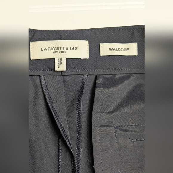 Lafayette 148 Waldorf Navy Blue Straight Leg Mid Rise 6 - Picture 4 of 9